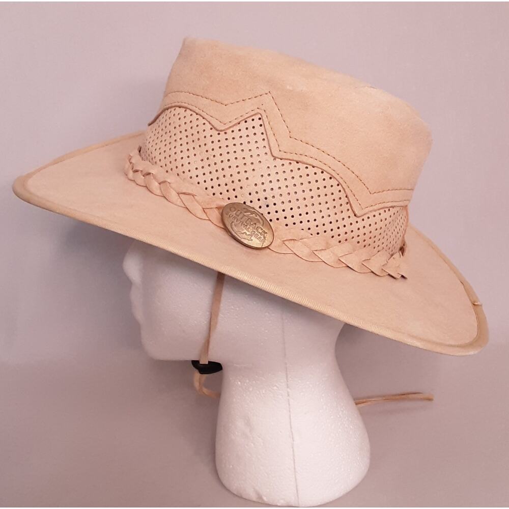 💎Outback Survival Gear Coolabah Soaker Hat Beige Faux Suede Embellished